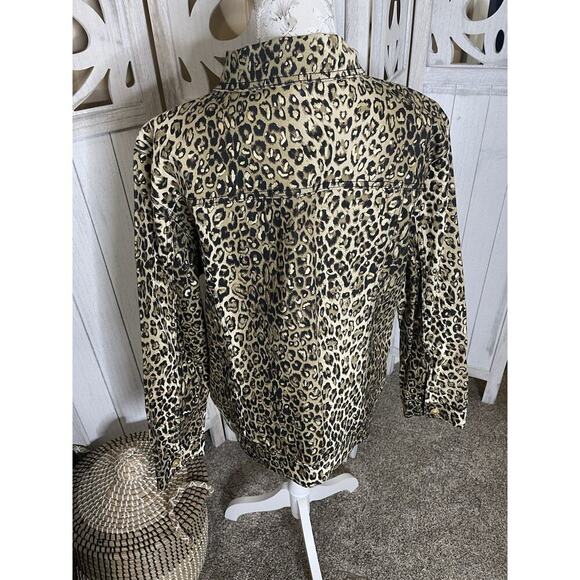 Midnight Velvet Embellished Rhinestone Leopard Metallic Button Jacket Size XL - Picture 2 of 6